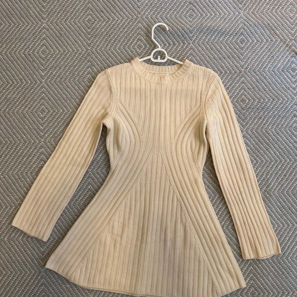 Loulou De Saison (Loulou studio) Mini Sweater Dress Ivory — Size XS